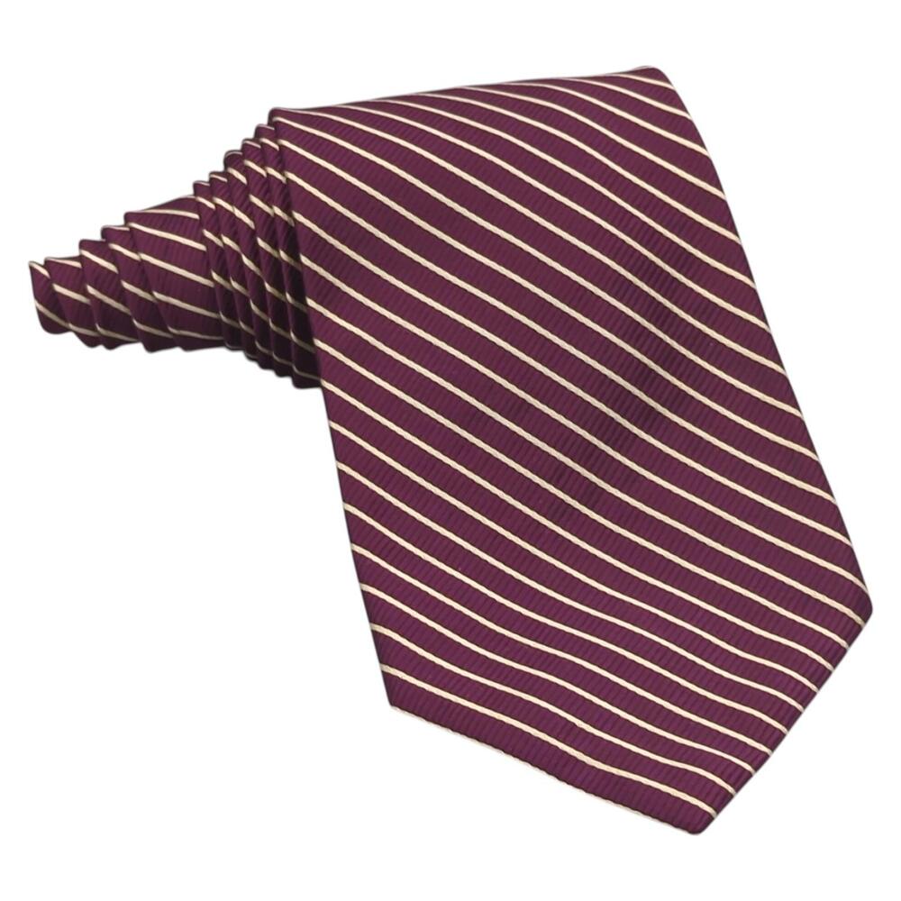 Polo Ralph Lauren Silk Tie Repp Striped Necktie Purple White Vintage 55" x 4"‎